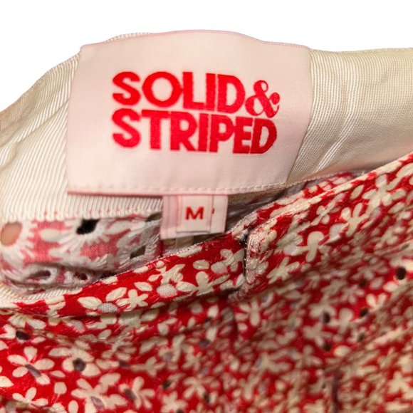 solid & Striped Pants - solid & Striped shorts red white laser cut red flower print cotton ADORA…